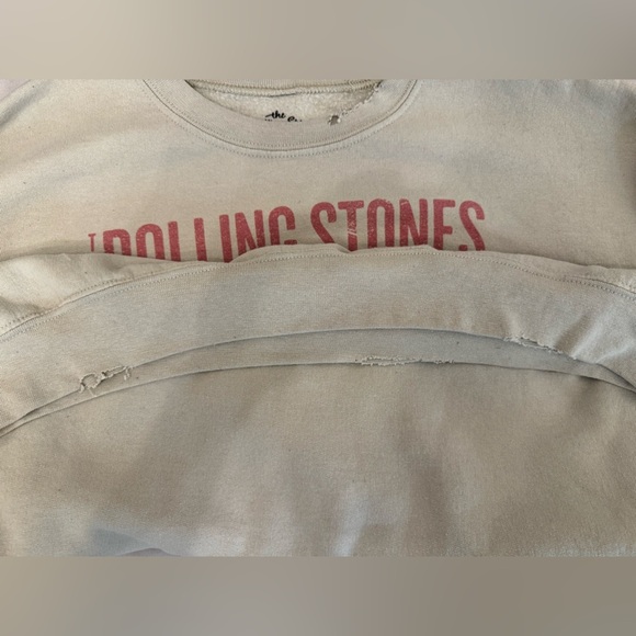 The Rolling Stones Beige Distressed Crew Sweatshirt - Sz M - Picture 5 of 6